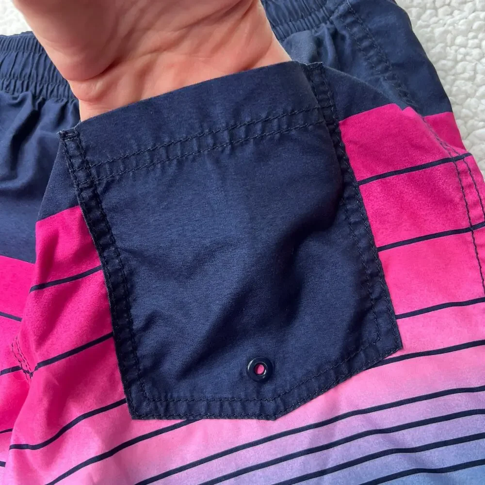Old Navy Pink Blue Stripe Boys Swim Trunks XL